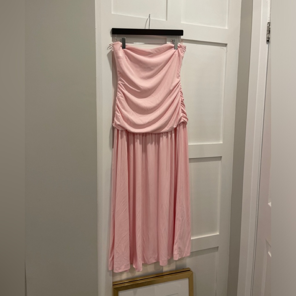 ZARA Elegant Baby Pink Strapless Dress